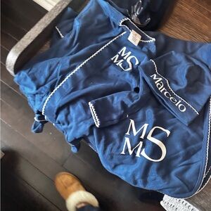 Blue Marcelo Robe with White Trim